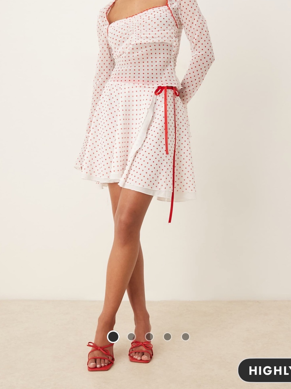 White Wrap Mini Skirt with Red Polka Dots